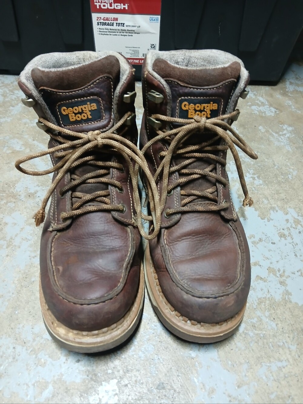 Georgia Boot Brown Leather Work Boots with Tan Laces